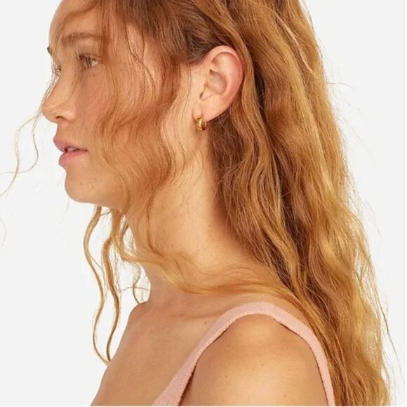 J. Crew Demi-fine 14k gold-plated mini-hoop earrings - Picture 2 of 2